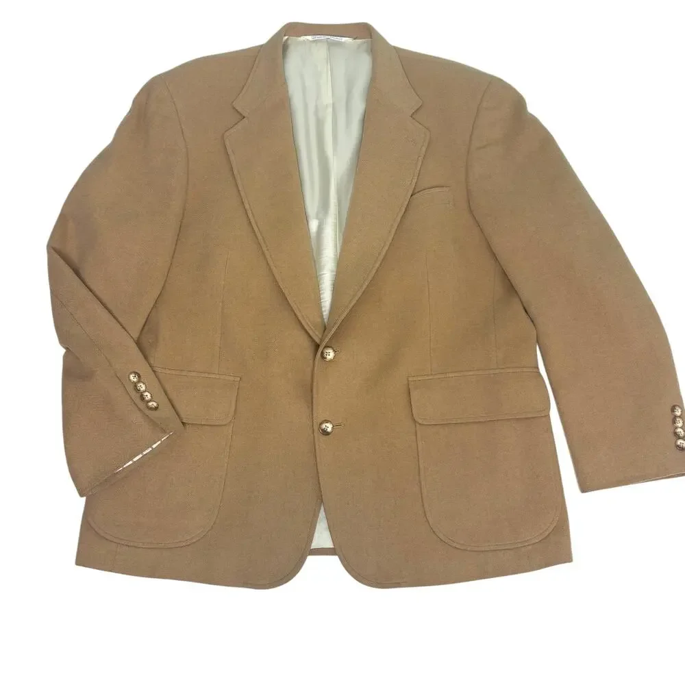 Lands End Camel Hair Khaki 2 Button Blazer 44R
